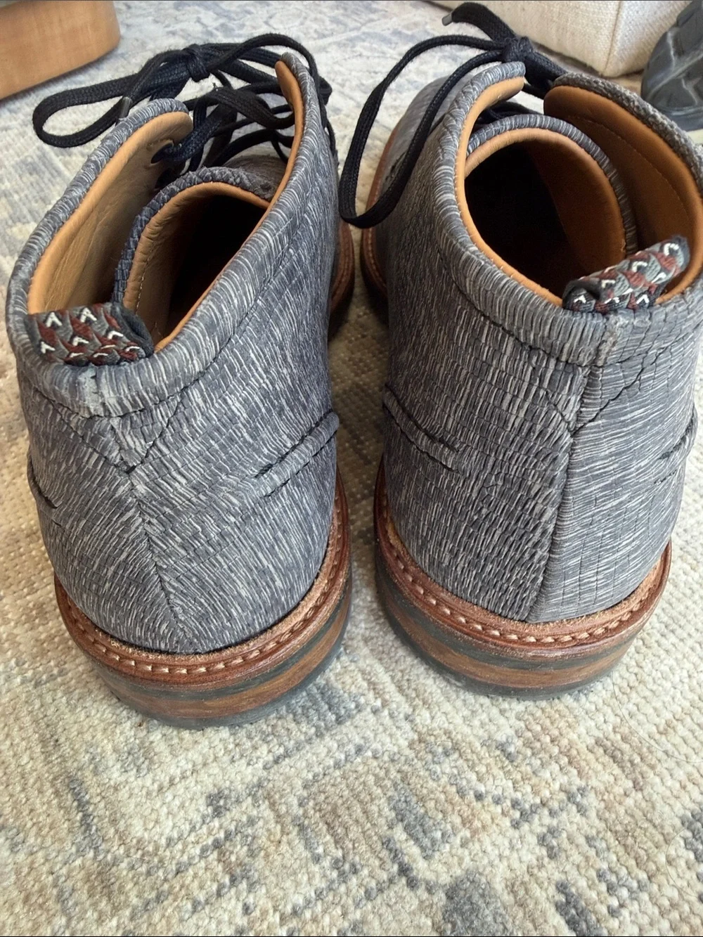 Floris van Bommel Gray Textured Men's lace up boot, UK 8.5 equivalent to US 9.5
